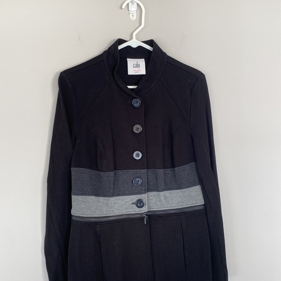 Cabi 3176 Small Black Grey Convertible Zip Off Ponte Long Cropped Jacket - Picture 9 of 9